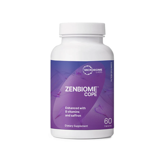 Microbiome Labs Zenbiome COPE - Probiotic Mood Support Supplement with Vitamin B6, B12 & Saffron Extract - Promotes Better Occasional Stress Coping (60 Capsules)