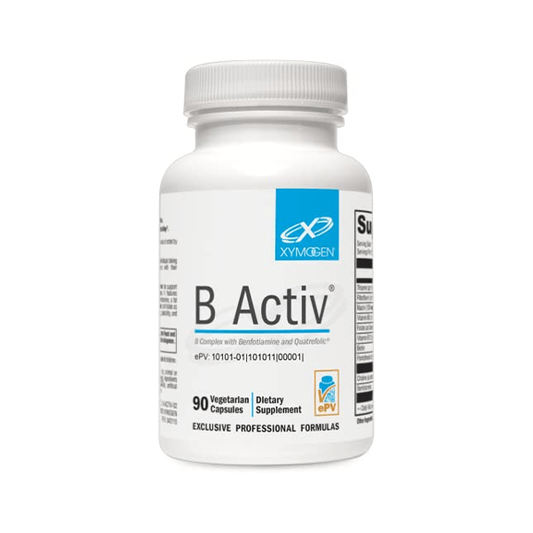 XYMOGEN B Activ Vitamin B Complex with Benfotiamine, Methylfolate, Biotin, Vitamin B6 - Energy Supplements Vitamin B12 (Methylcobalamin b12) - Adrenal Support + Mood Support Supplement (90 Capsules)