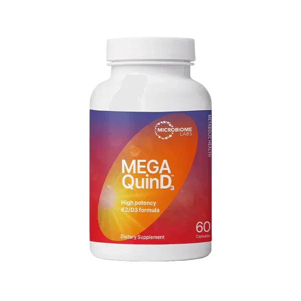 Microbiome Labs MegaQuin D3 - High Potency Vitamin D3 K2 Supplement - Bioactive & Bioavailable - Vitamin D3 5000 iu & MK-7 - Support Bone, Heart, Nerve & Immune Health (60 Capsules)