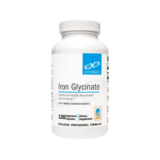 XYMOGEN Iron Glycinate Supplement – Patented Iron BisGlycinate Vitamin - Designed for High Absorption – Supports Hemoglobin & Ferritin Levels – Gentle on Digestion (120 Capsules)
