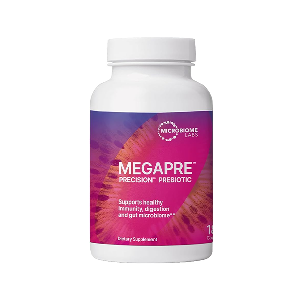Microbiome Labs MegaPre Prebiotic Fiber Supplement in Vegetable Capsules - Prebiotic Supplement with Clinically Tested Oligosaccharides - Support Microbial Diversity & Gut Health (180 Capsules)
