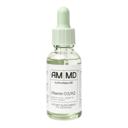 Dr. Amy Myers Vitamin D3 K2 Liquid Drops - 5 Drops Contain 5000 IU VIT D3, 50 MCG Vitamin K2 MK-7 - Support Immune System Function, Energy Level, Healthy Bones - Non-GMO, Tasteless, 1 OZ Liquid