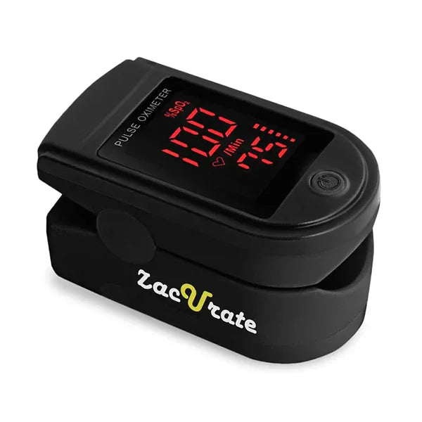 Zacurate Pro Series 500DL Fingertip Pulse Oximeter Blood Oxygen Saturation Monitor with Silicone Cover, Batteries and Lanyard (Royal Black)