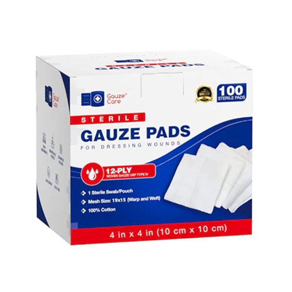 100pc Large Sterile Gauze Pads 4x4 Sterile for Wounds Bulk - 12ply Woven Gauze Sponges 4x4 Sterile - USP IV Breathable Mesh 4x4 Gauze Pads Sterile for Enhanced Absorption - First Aid Medical