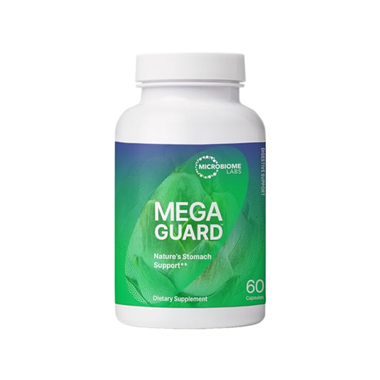 Microbiome Labs MegaGuard Gut Health Supplements - Ginger Root, Licorice Root & Artichoke Leaf Extract to Support Digestive Health & Occasional Gas - for Women, Men & Kids 8+ (60 Capsules)