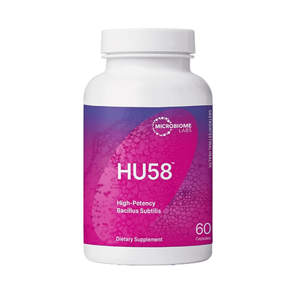 Microbiome Labs HU58 Bacillus Subtilis Probiotics for Women and Men - High Potency Spore Probiotic for Digestive Health & Immune Support - Daily Capsules with 10 Billion CFU (60 Capsules)