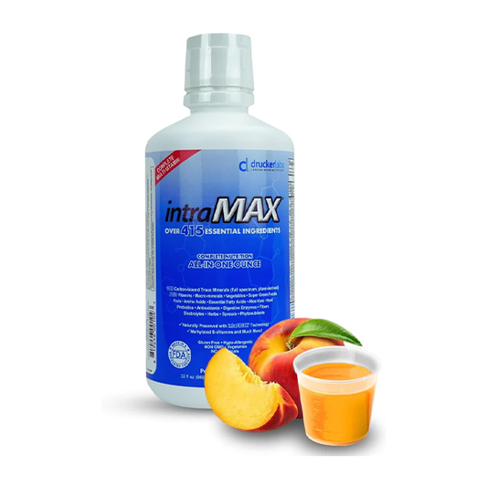 DRUCKER Labs - IntraMAX 2.0 Organic Liquid Multivitamin, Non GMO, Dairy Free, Gluten Free, Magnesium, Vitamin D, C and E, Zinc (32 oz., Peach Mango)