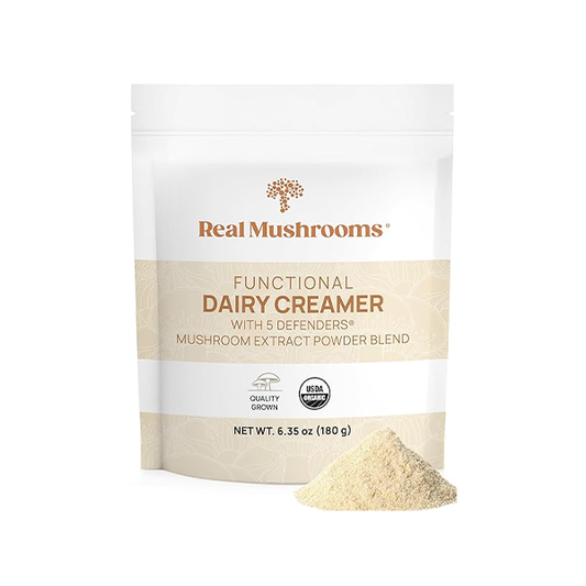 Real Mushrooms Functional Dairy Creamer - Coffee with Mushroom Extracts, Sweetened by Organic Lucuma Powder Maple Sap Powdered for Smoothies 90 Servings