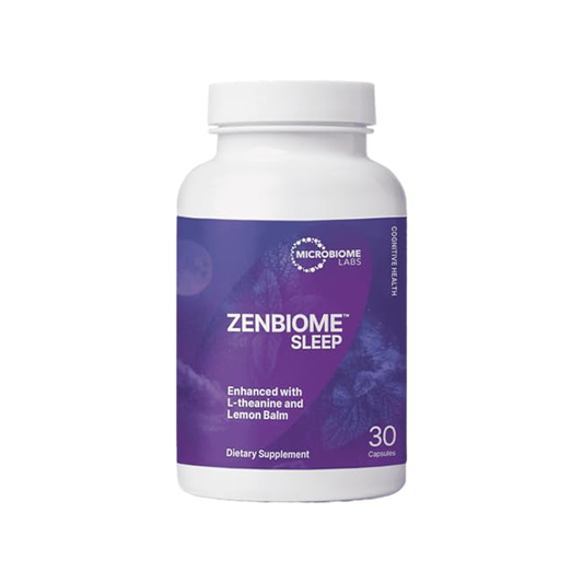 Microbiome Labs Zenbiome Sleep - L Theanine Supplement with Lemon Balm Extract & Probiotics with Bifidobacterium Longum - Help Soothe The Gut-Brain Axis at Bedtime (30 Capsules)