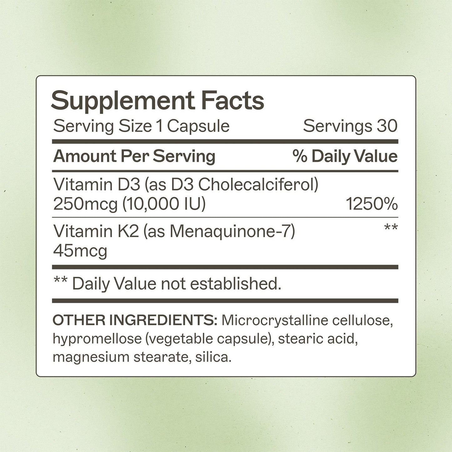 Gélules de vitamine D3/K2 10 000 UI