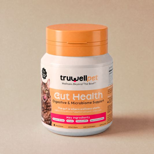 TruWell Pet Gut Health Soft Chews for Dogs & Cats — Digestive & Microbiome Support with 3 Billion CFU Probiotics, Prebiotics & Pumpkin — Peanut Butter Flavor, 60 Chews