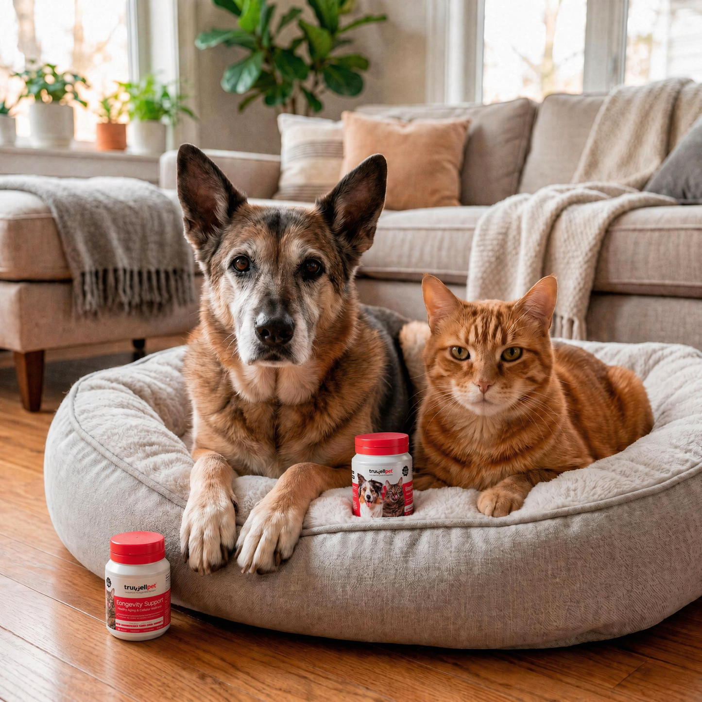 TruWell Pet Longevity Support Soft Chews for Dogs & Cats — Healthy Aging & Cellular Wellness with CoQ10, Lion's Mane, Omega-3 & Antioxidants — Beef Flavor, 60 Chews