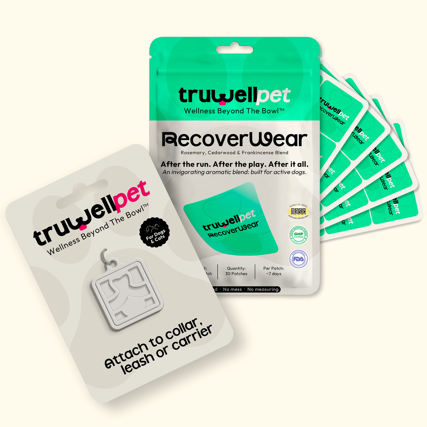 TruWell Pet Aromatherapy Locket for Dogs & Cats — Reusable Clip-On Patch Holder for TruWell Pet Wear Aroma Patches — Attaches to Collar, Leash or Carrier