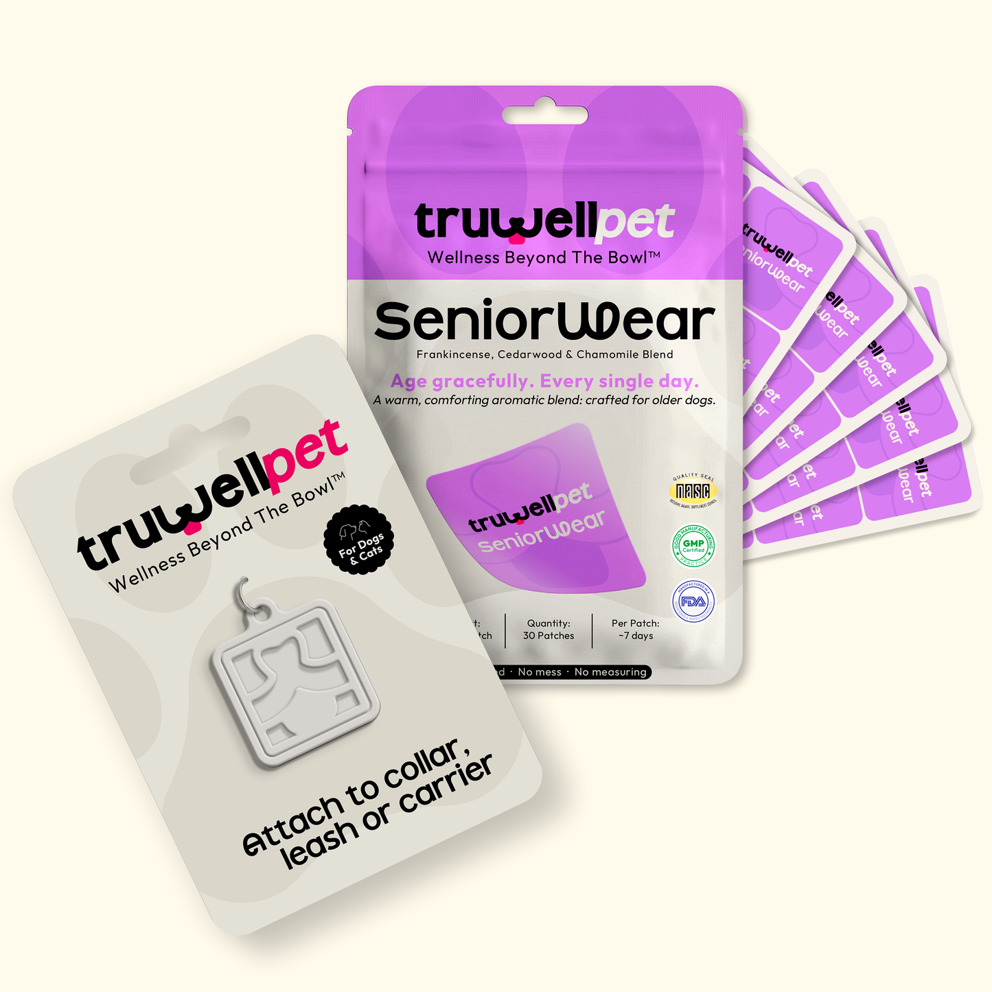 TruWell Pet Aromatherapy Locket for Dogs & Cats — Reusable Clip-On Patch Holder for TruWell Pet Wear Aroma Patches — Attaches to Collar, Leash or Carrier