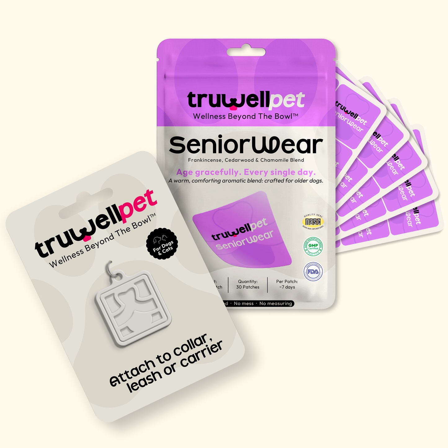 TruWell Pet Aromatherapy Locket for Dogs & Cats — Reusable Clip-On Patch Holder for TruWell Pet Wear Aroma Patches — Attaches to Collar, Leash or Carrier