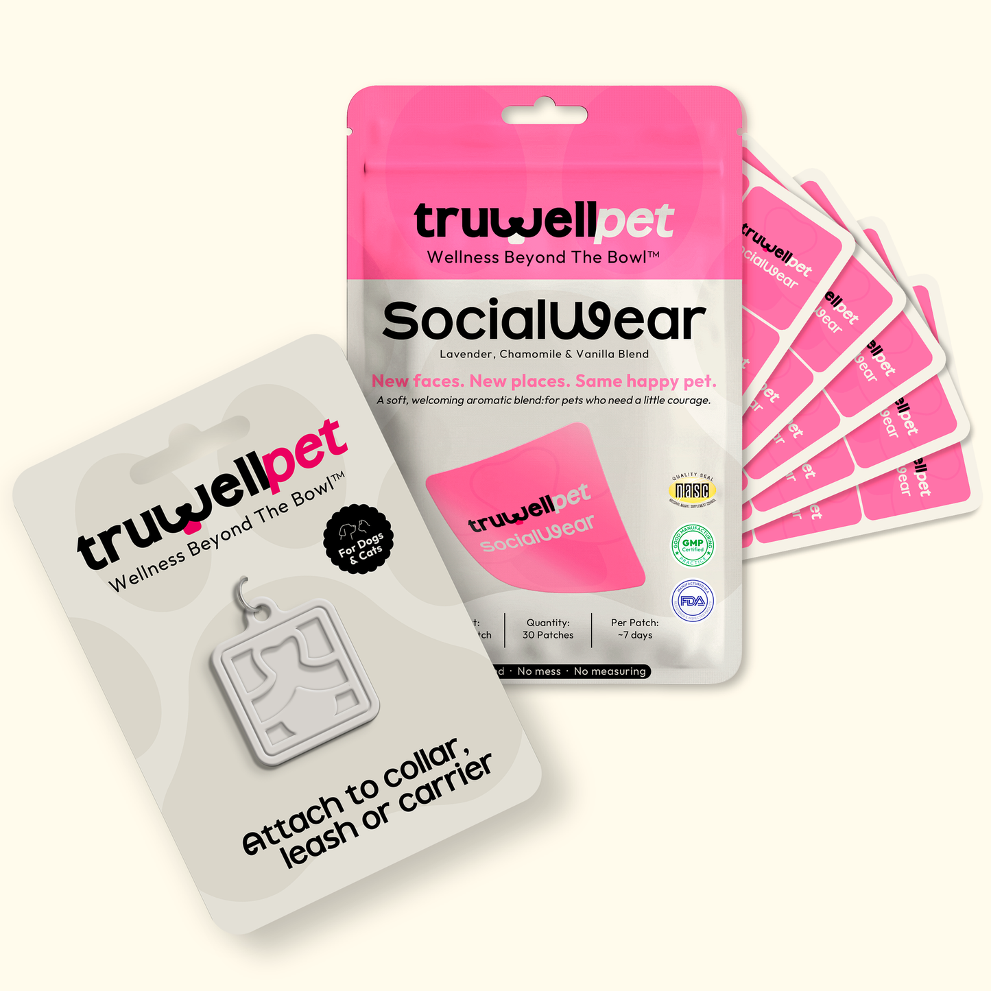 TruWell Pet Aromatherapy Locket for Dogs & Cats — Reusable Clip-On Patch Holder for TruWell Pet Wear Aroma Patches — Attaches to Collar, Leash or Carrier