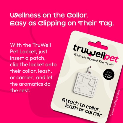 TruWell Pet Aromatherapy Locket for Dogs & Cats — Reusable Clip-On Patch Holder for TruWell Pet Wear Aroma Patches — Attaches to Collar, Leash or Carrier