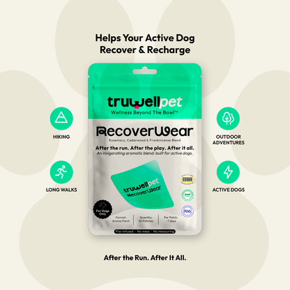 TruWell Pet RecoverWear Aroma Patches for Dogs — Rosemary, Cedarwood & Frankincense Blend for Post-Activity Recovery — 30 Patches
