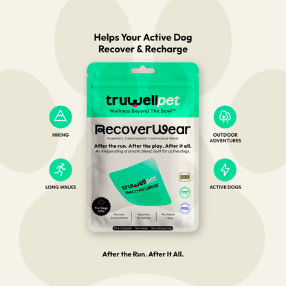 TruWell Pet RecoverWear Aroma Patches for Dogs — Rosemary, Cedarwood & Frankincense Blend for Post-Activity Recovery — 30 Patches