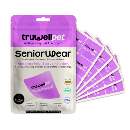 TruWell Pet SeniorWear Aroma Patches for Dogs — Frankincense, Cedarwood & Chamomile Blend for Senior Pet Wellness Routines — 30 Patches