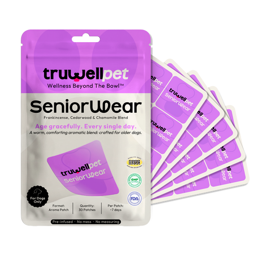 TruWell Pet SeniorWear Aroma Patches for Dogs — Frankincense, Cedarwood & Chamomile Blend for Senior Pet Wellness Routines — 30 Patches