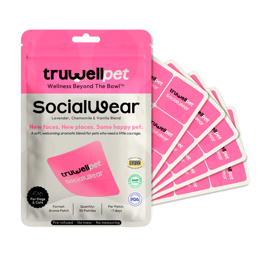 TruWell Pet SocialWear Aroma Patches for Dogs & Cats — Lavender, Chamomile & Vanilla Blend for New Places, New Faces & Social Situations — 30 Patches