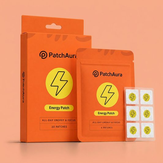 PatchAura Patch Énergisant – Énergie et Concentration Toute la Journée, Clarté Mentale et Endurance Accrues, Patchs Bien-être Longue Durée (30 Patchs)