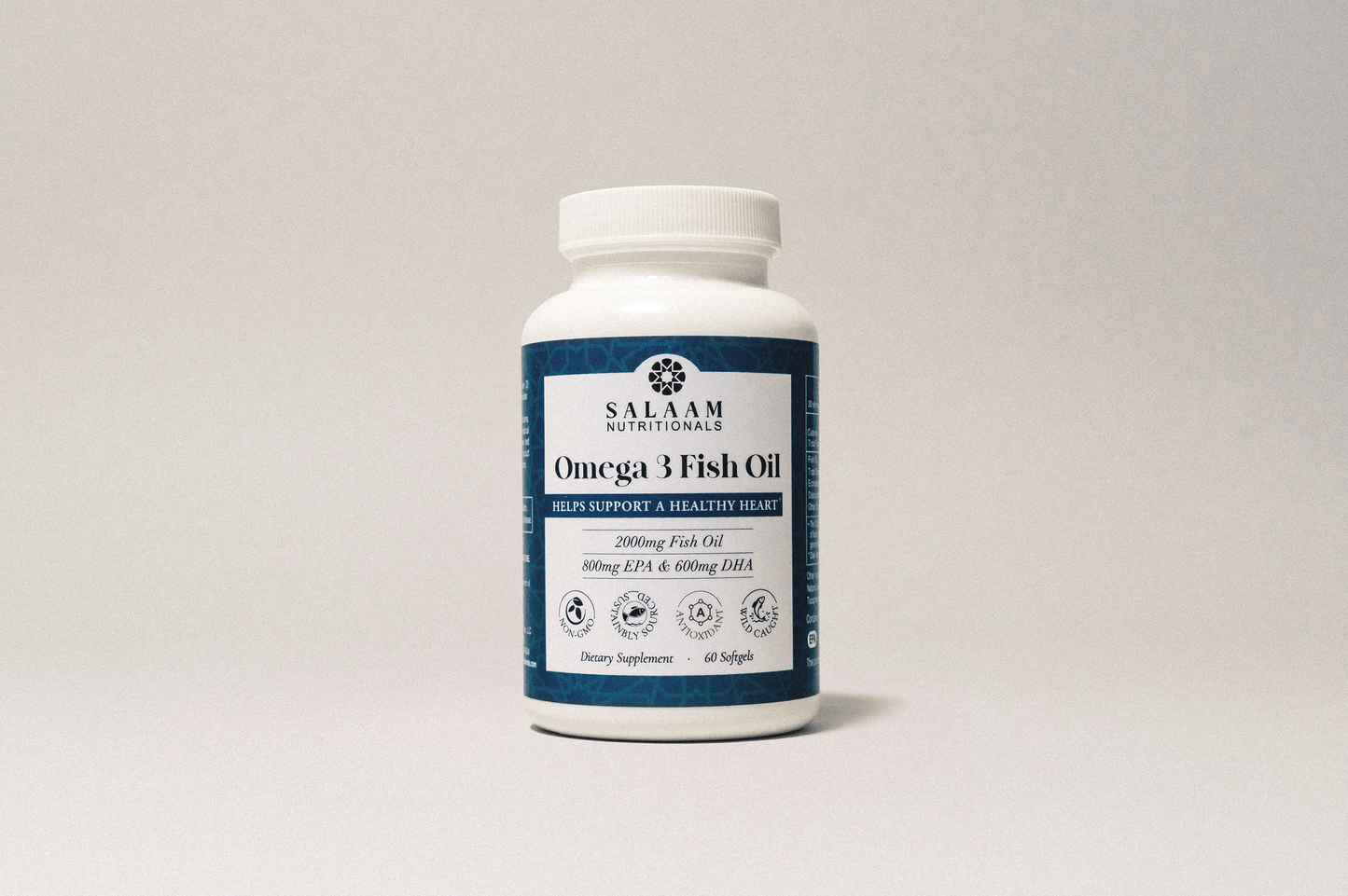 Fish Oil 2000mg Omega-3 Soft Gels with EPA & DHA - 60 Count | Salaam Nutritional's
