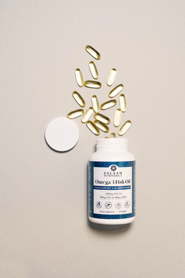 Fish Oil 2000mg Omega-3 Soft Gels with EPA & DHA - 60 Count | Salaam Nutritional's