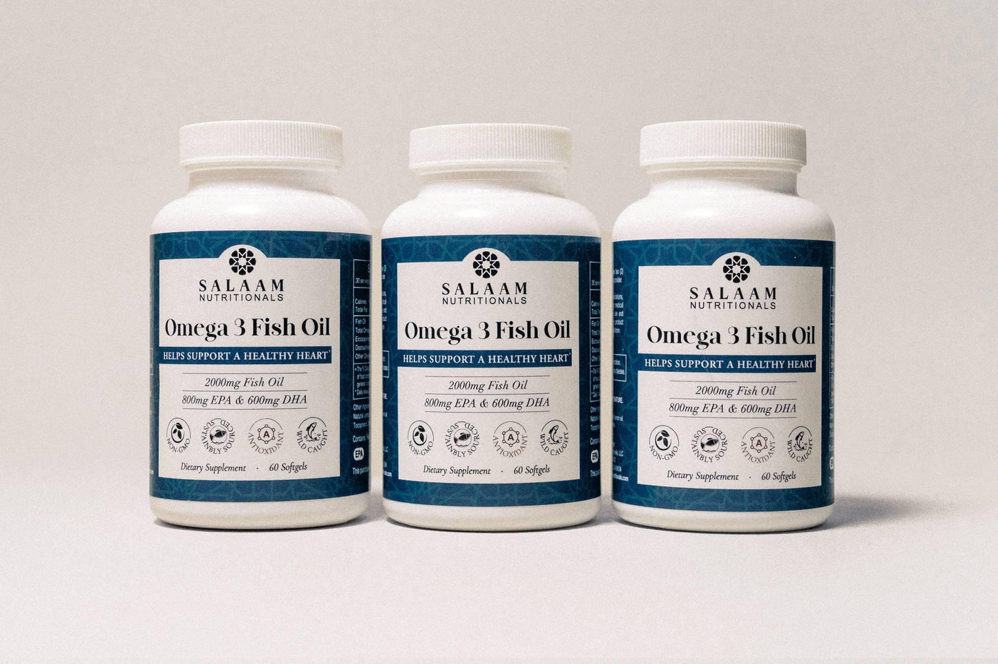 Fish Oil 2000mg Omega-3 Soft Gels with EPA & DHA - 60 Count | Salaam Nutritional's