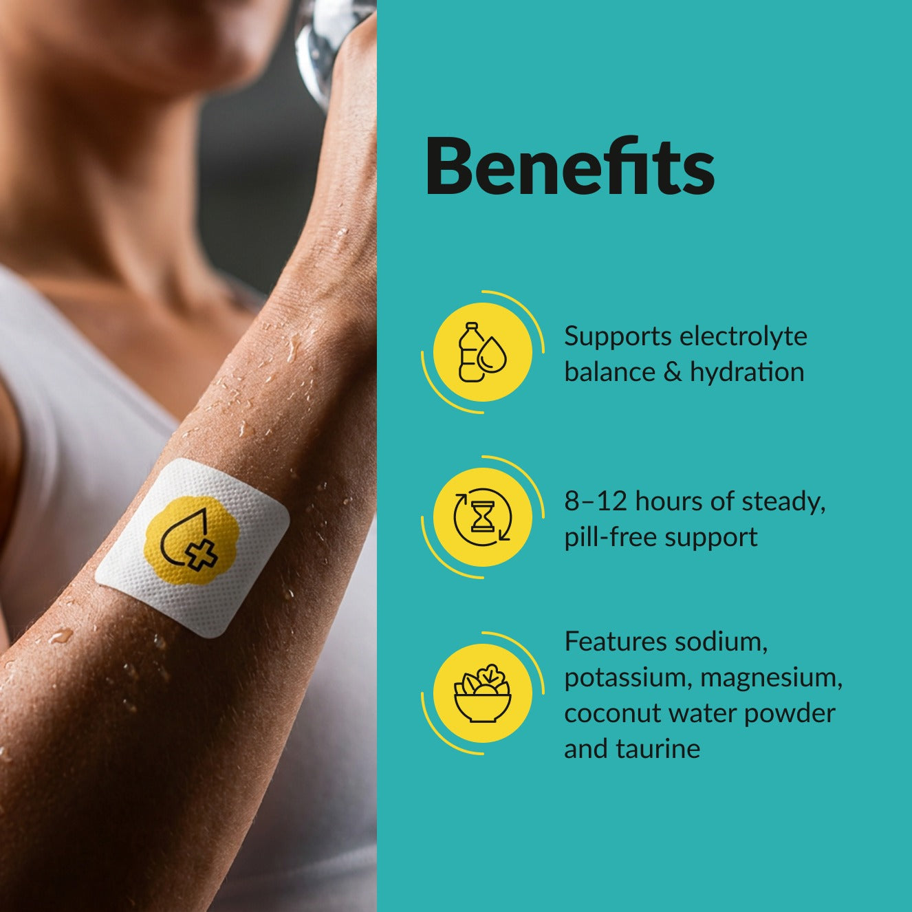 PatchAura Hydration Patch – Electrolyte Balance & Recovery Support, Rehydration & Endurance Boost, Daily Wellness Patches (30 Patches)
