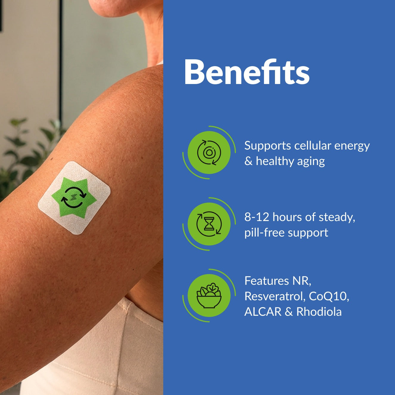 PatchAura NAD+ Patch – Cellular Energy & Longevity Support, Anti-Aging & Metabolism Boost, Daily Wellness Patches (30 Patches)