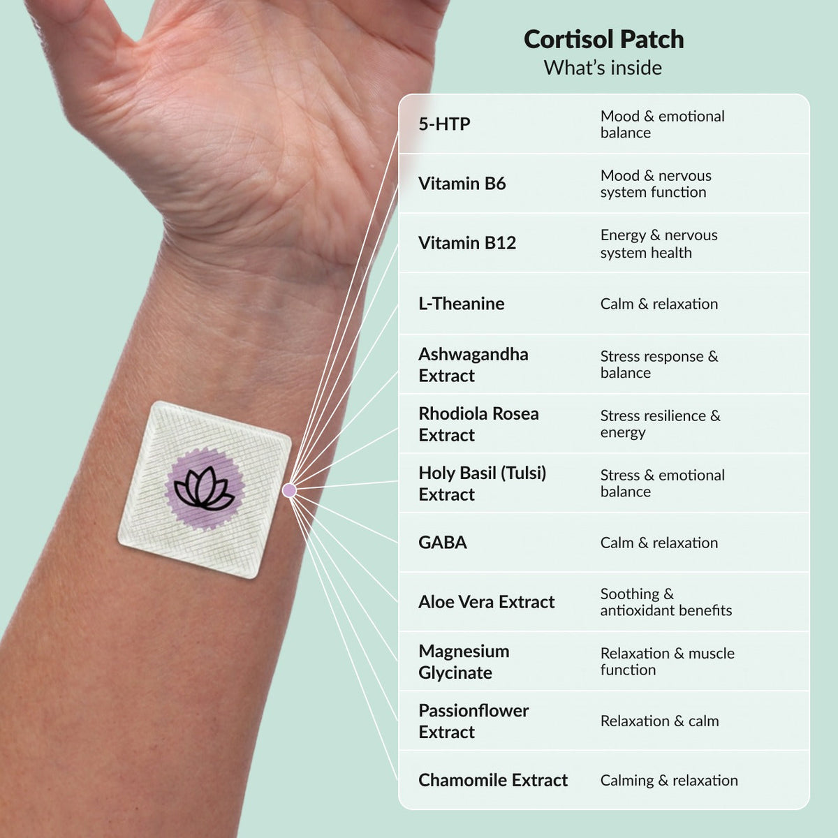 PatchAura Cortisol Patch – Stress Relief & Cortisol Balance, Calm Mood & Relaxation Support, Daily Wellness Patches (30 Patches)
