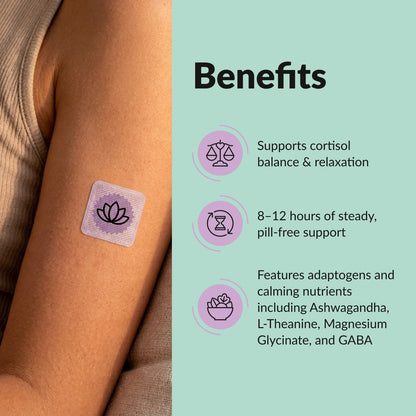 PatchAura Cortisol Patch – Stress Relief & Cortisol Balance, Calm Mood & Relaxation Support, Daily Wellness Patches (30 Patches)