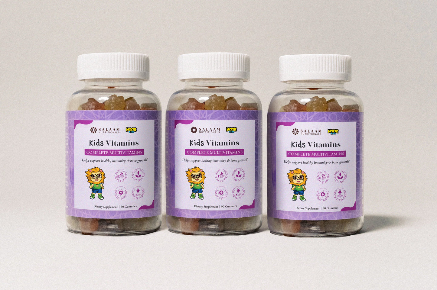 Noor Kids Gummy Multivitamins with Vitamins A, C, E & Zinc - 90 Count | Salaam Nutritionals