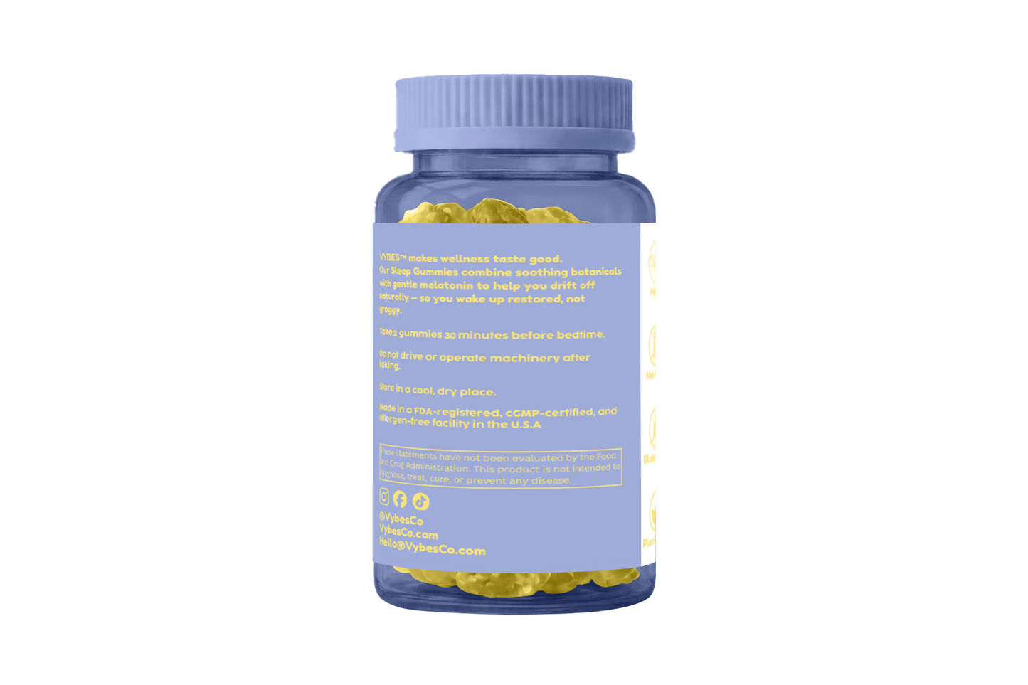 Vybes Sleep Support Gummies – Natural Rest & Relaxation Formula – 60 Gummies