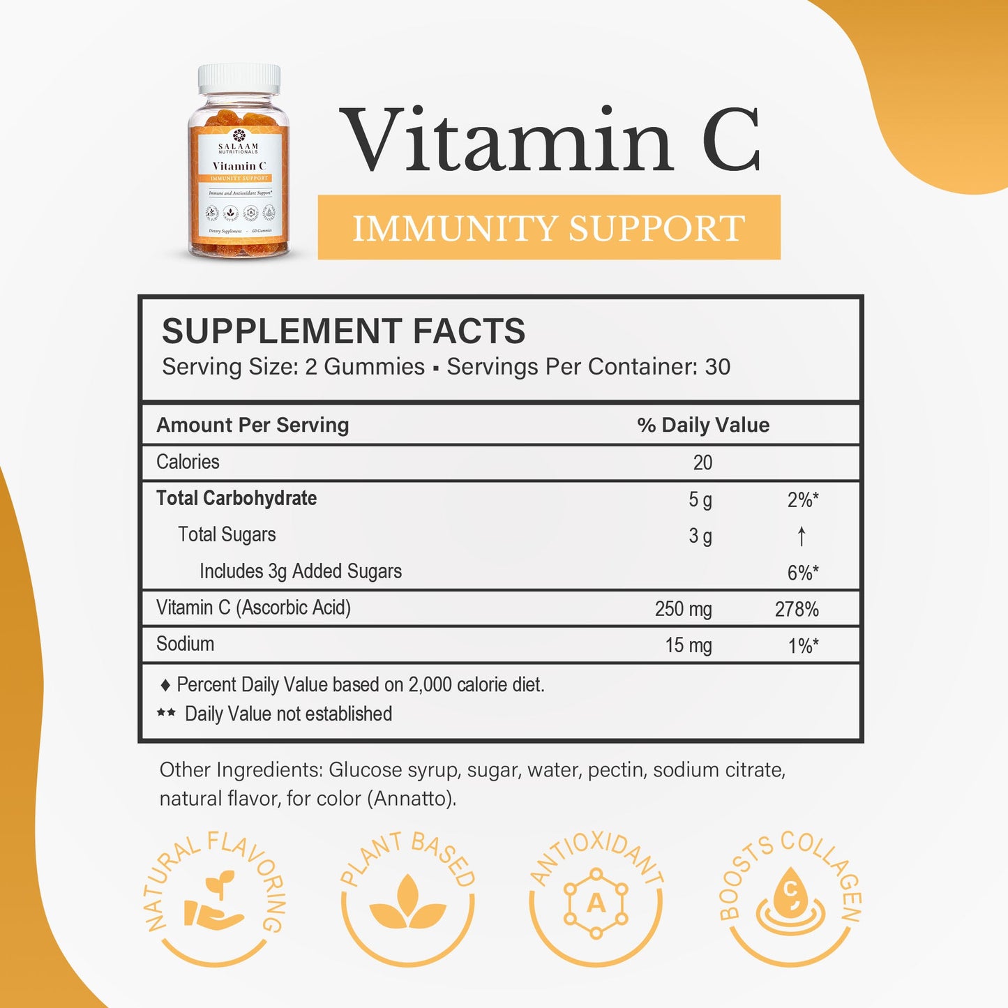 Vitamin C Chewable Gummies - 60 Count | Salaam Nutritionals