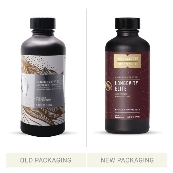 Quicksilver Scientific Longevity Elite - Liposomal Adaptogen + Pregnenolone Tonic - Herbal Supplements Designed for Age Optimization Support While Targeting AMPK, Sirtuins + Telomeres (100ml)