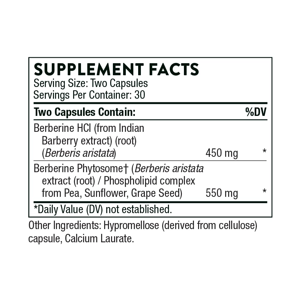 Thorne Berberine - Dual Action Formula with Phytosome Plus Botanical Extract - 60 Capsules