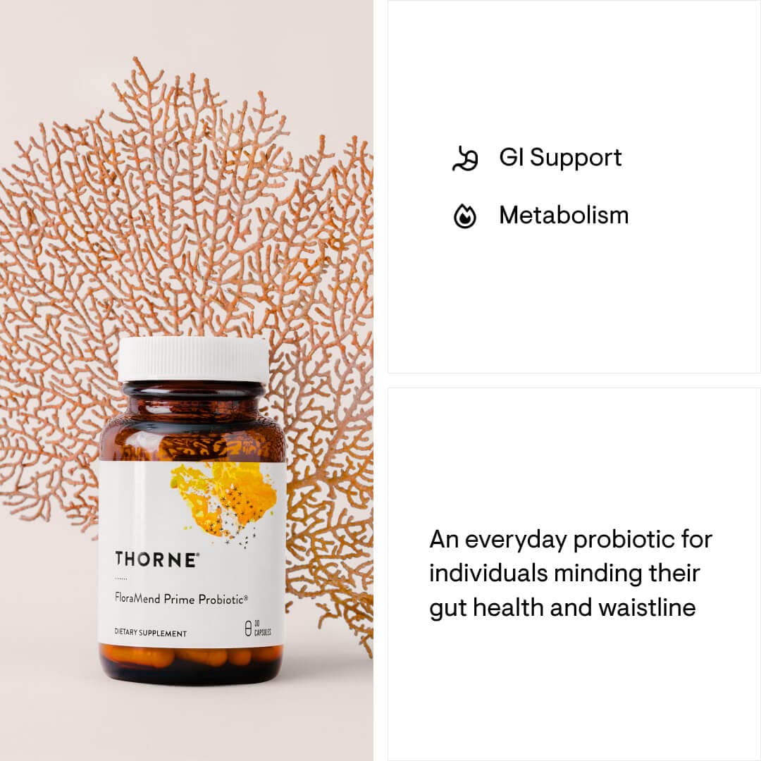 Thorne FloraMend Prime Probiotic - Shelf Stable and Stomach Acid-Resistant Probiotic Blend - 30 Capsules