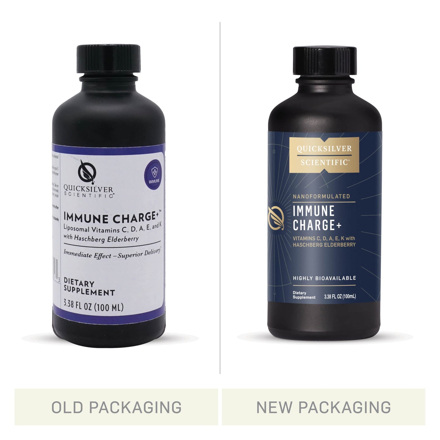 Quicksilver Scientific Immune Charge+ - Elderberry with 10,000 IU Vitamin D3, 25,000 Vitamin A, C, E, K1 & K2 for Immune Health & Lung Support (100ml)