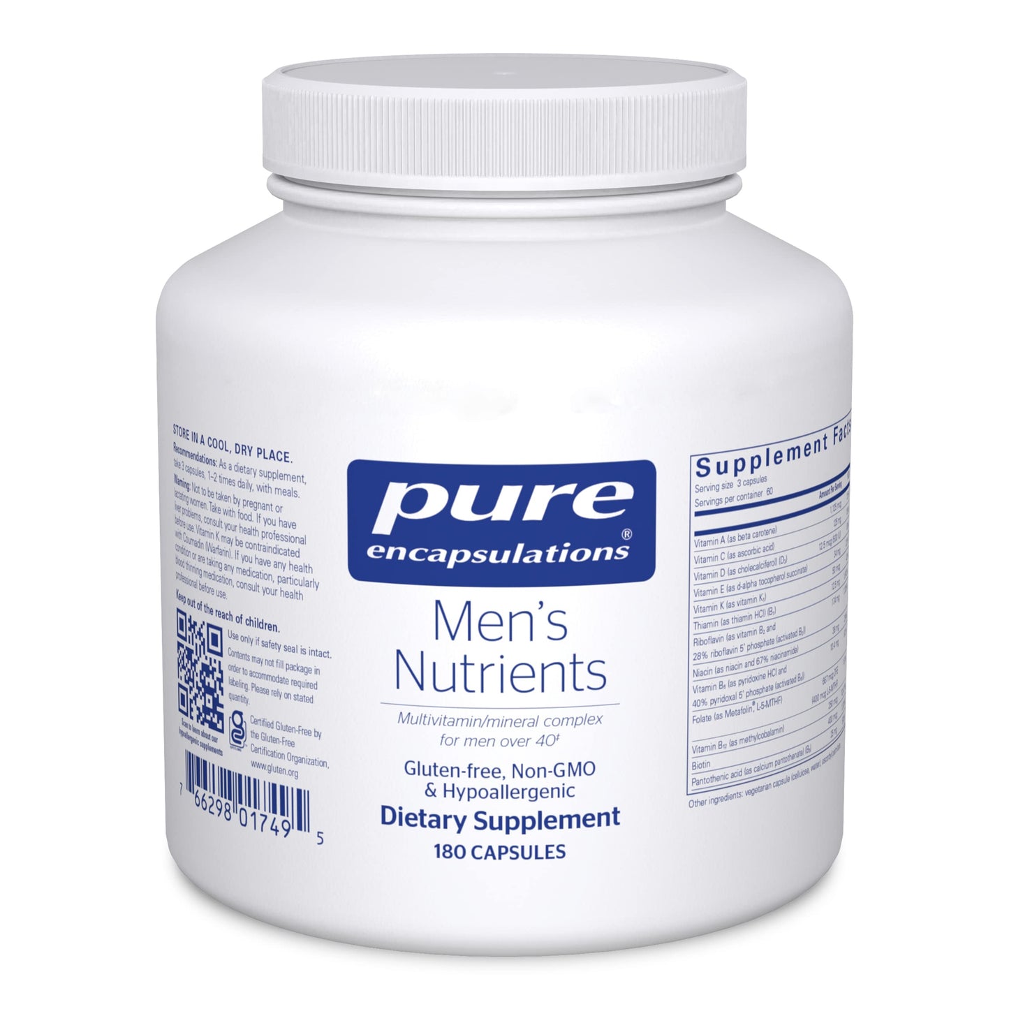 Pure Encapsulations Men's Nutrients - Multivitamin Mineral Supplement - 180 Capsules