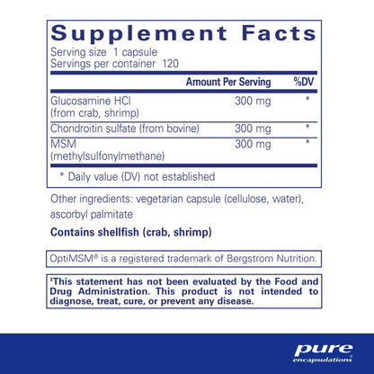 Pure Encapsulations Glucosamine Chondroitin with MSM - 120 Capsules