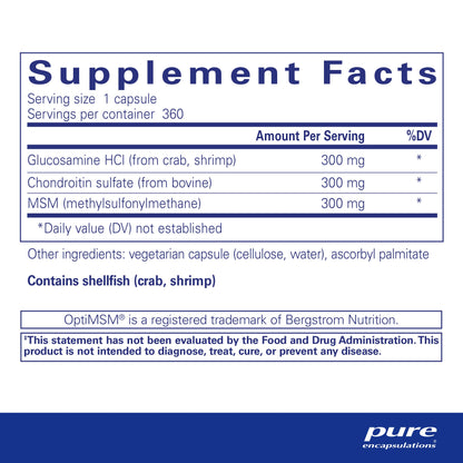 Pure Encapsulations Glucosamine Chondroitin with MSM - 120 Capsules