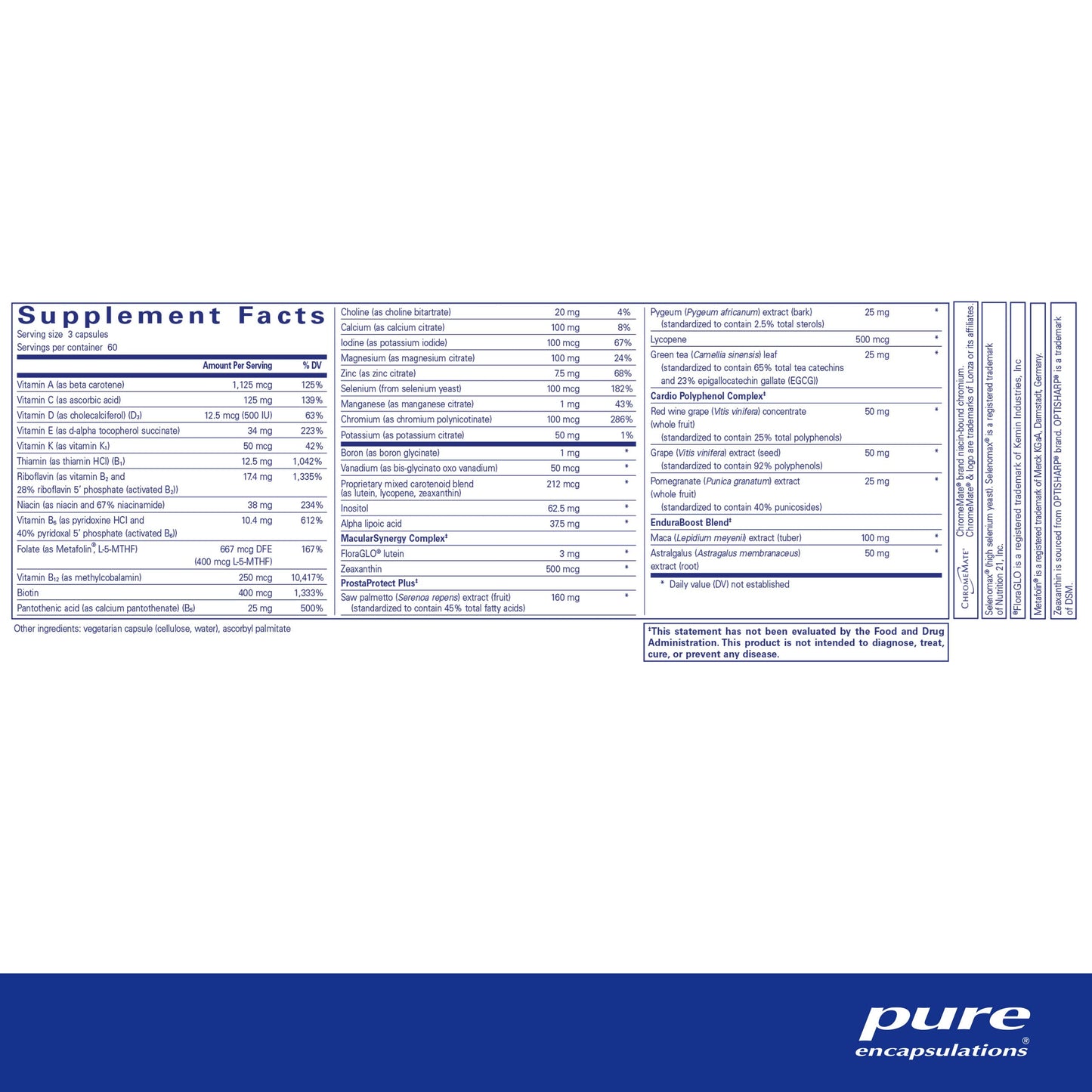 Pure Encapsulations Men's Nutrients - Multivitamin Mineral Supplement - 180 Capsules