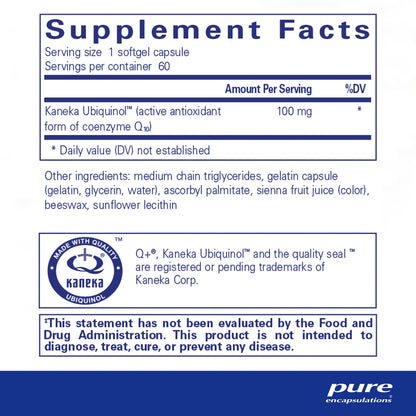 Pure Encapsulations Ubiquinol-QH 100 mg - 60 Softgel Capsules