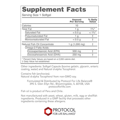 PROTOCOL FOR LIFE BALANCE - Ultra Omega-3 (500 EPA / 250 DHA) - 180 Softgels