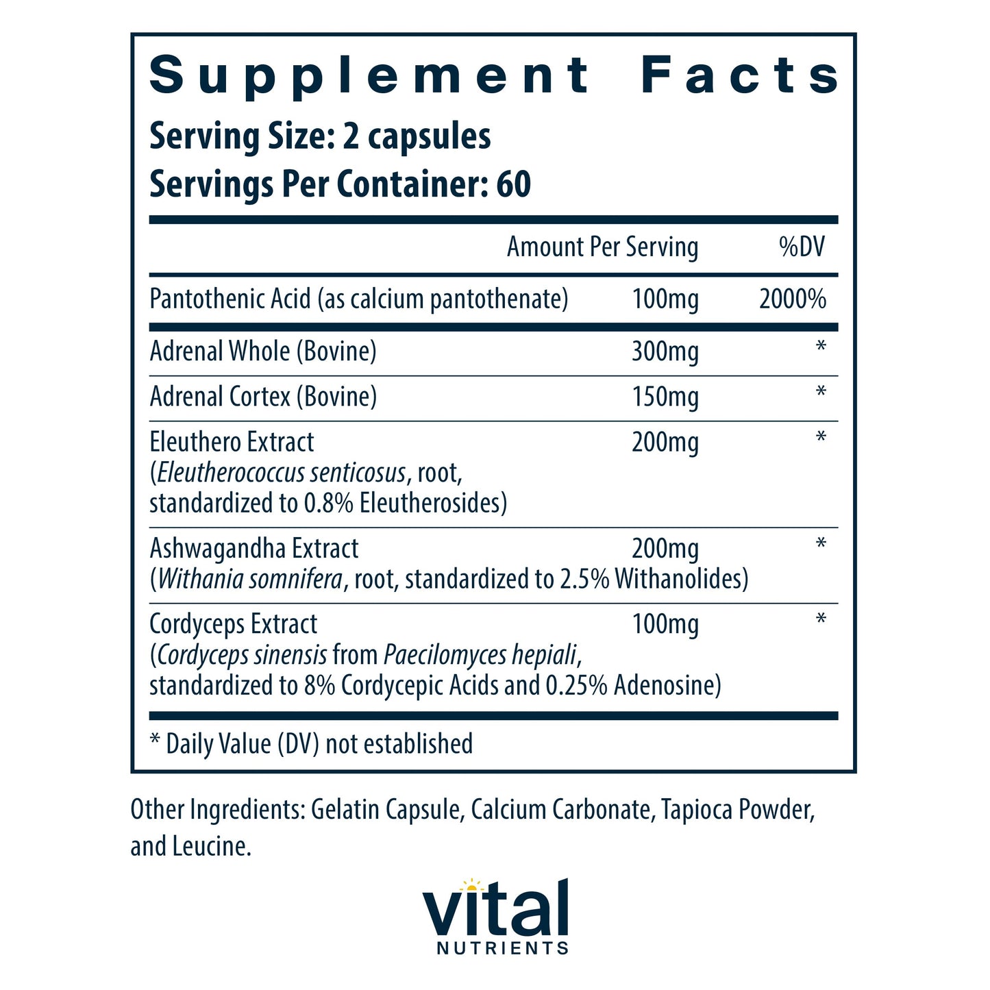 Vital Nutrients Adrenal Support - 120 Capsules