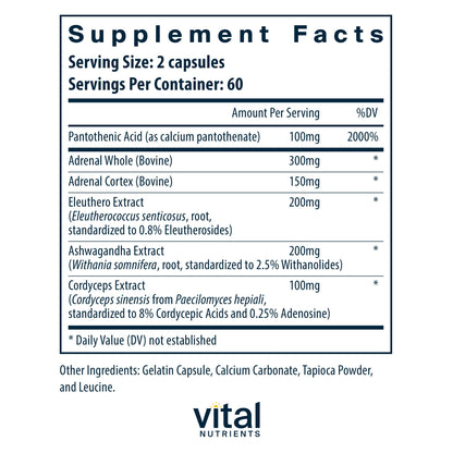 Vital Nutrients Adrenal Support - 120 Capsules